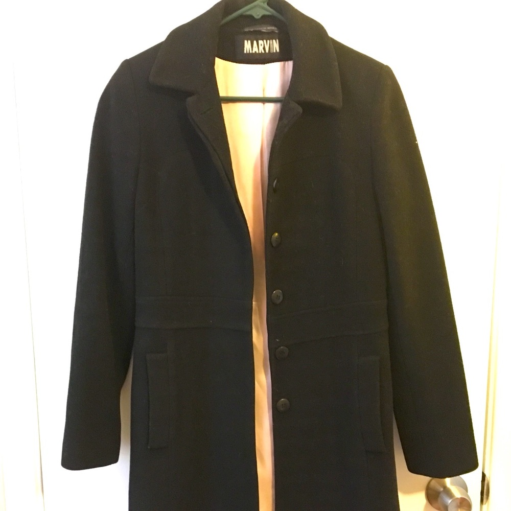 Woman’s 100% Wool Knee Length Coat, Black